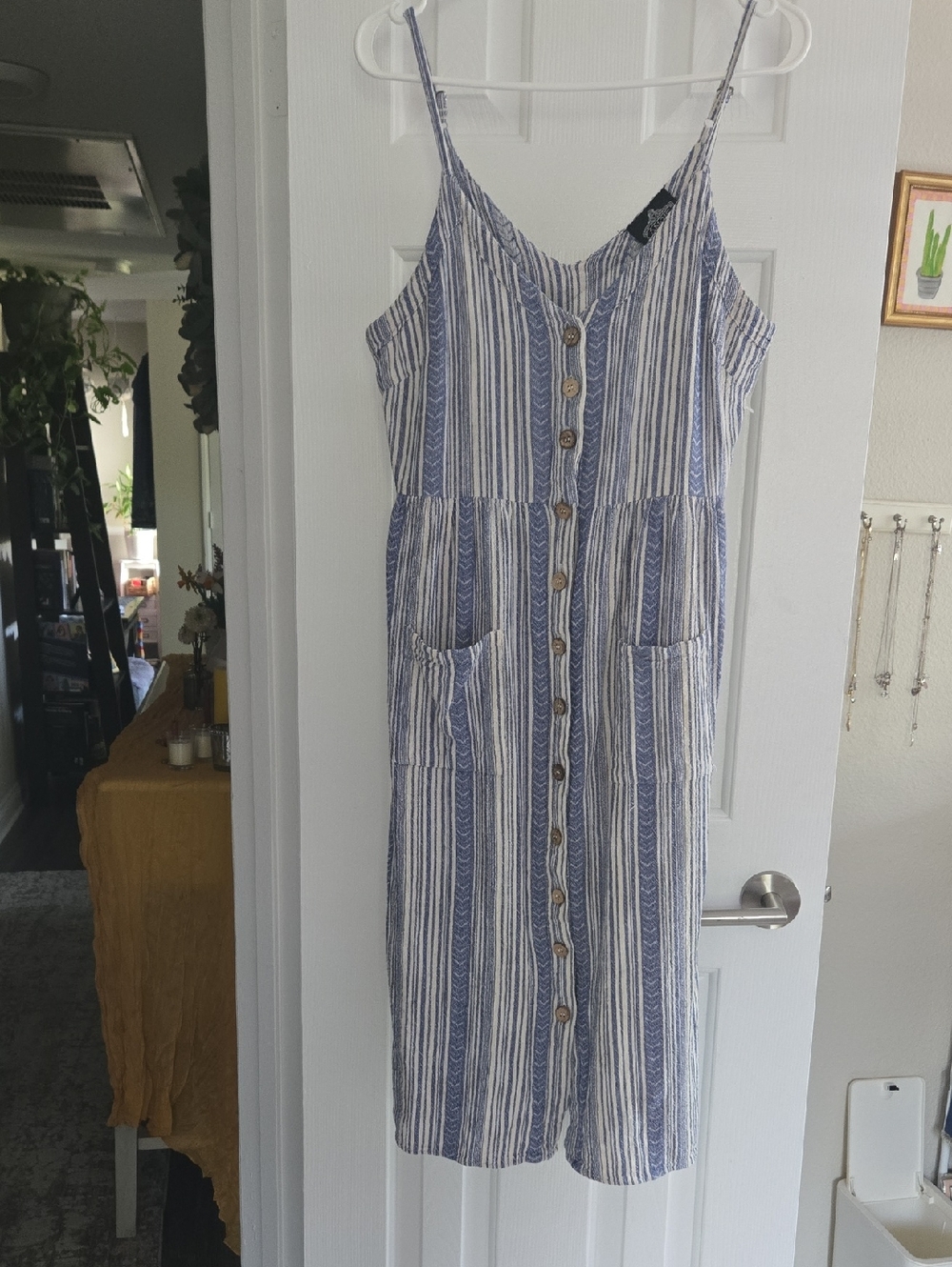 Angie Cotton Striped Button-Down Midi Sundress-lg